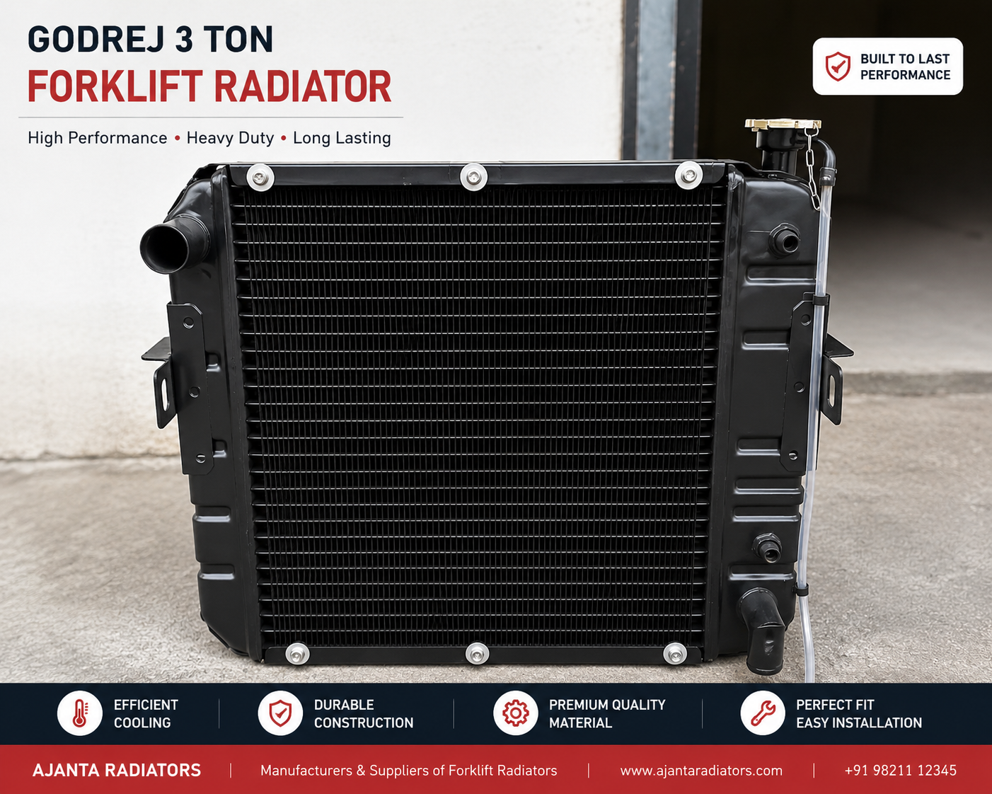 Godrej 3 Ton Forklift Radiator manufactured by Ajanta Radiators Mumbai